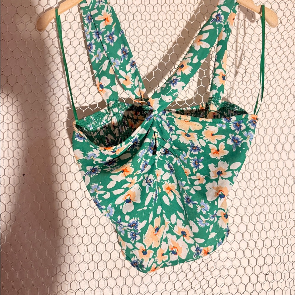 Sienna Sky Green Floral Tank Top cross